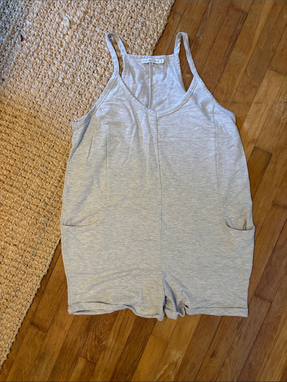 Sincerely Jules Light Gray Tank Romper